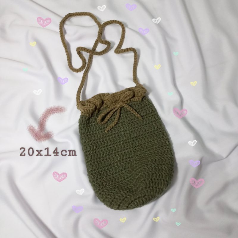 Tas serut bundar | tas rajut | crochet