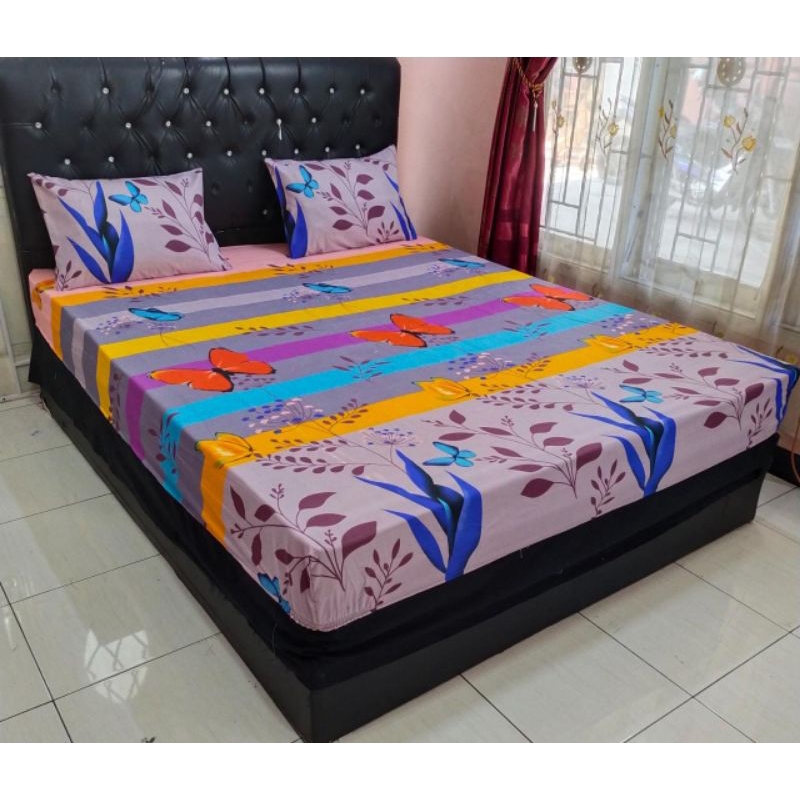 SPREI 200X200 AESTHETIC KATUN MOTIF MURAH ANTI GESER GRATIS 2 SARUNG BANTAL+GULING