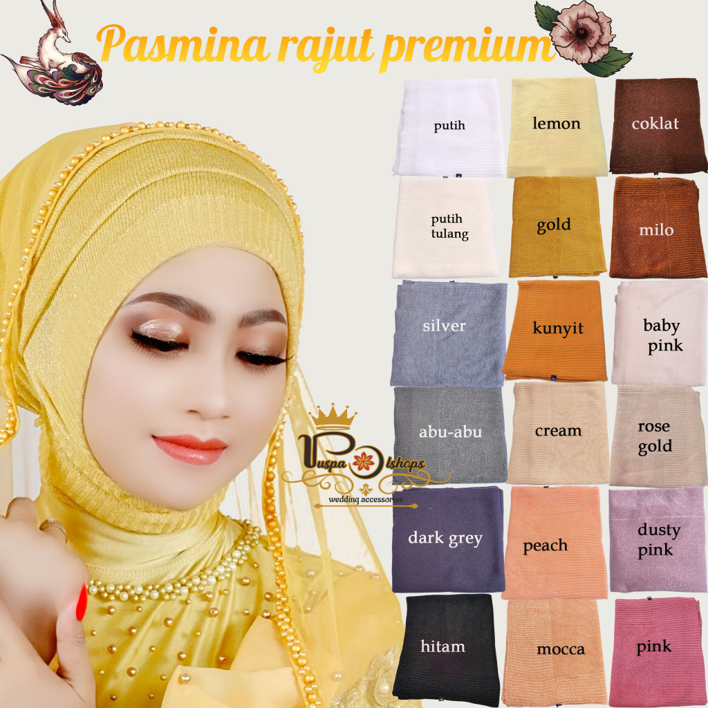 PASMINA  RAJUT  GLITER PENGANTIN  PREMIUM KERUDUNG  PENGANTIN