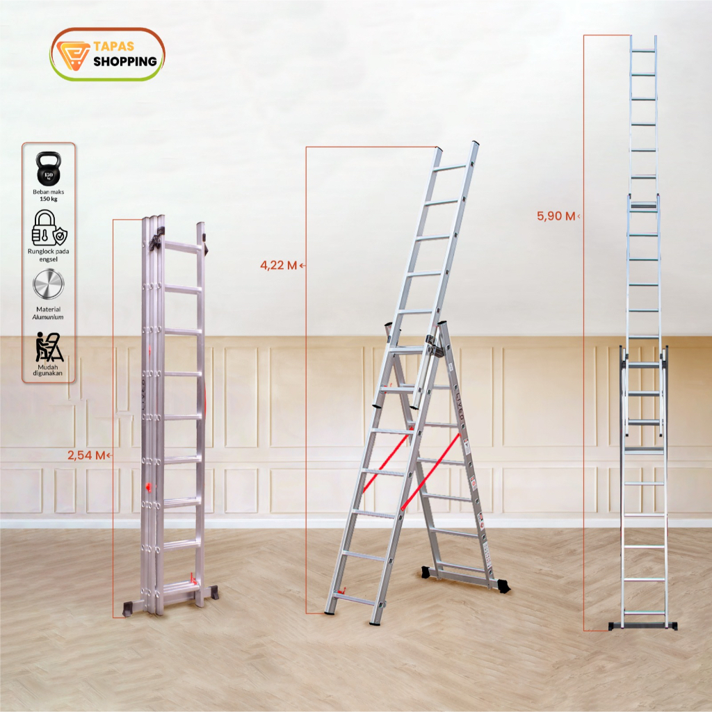 Tangga Lipat Aluminium Extension LV-219 5,90m