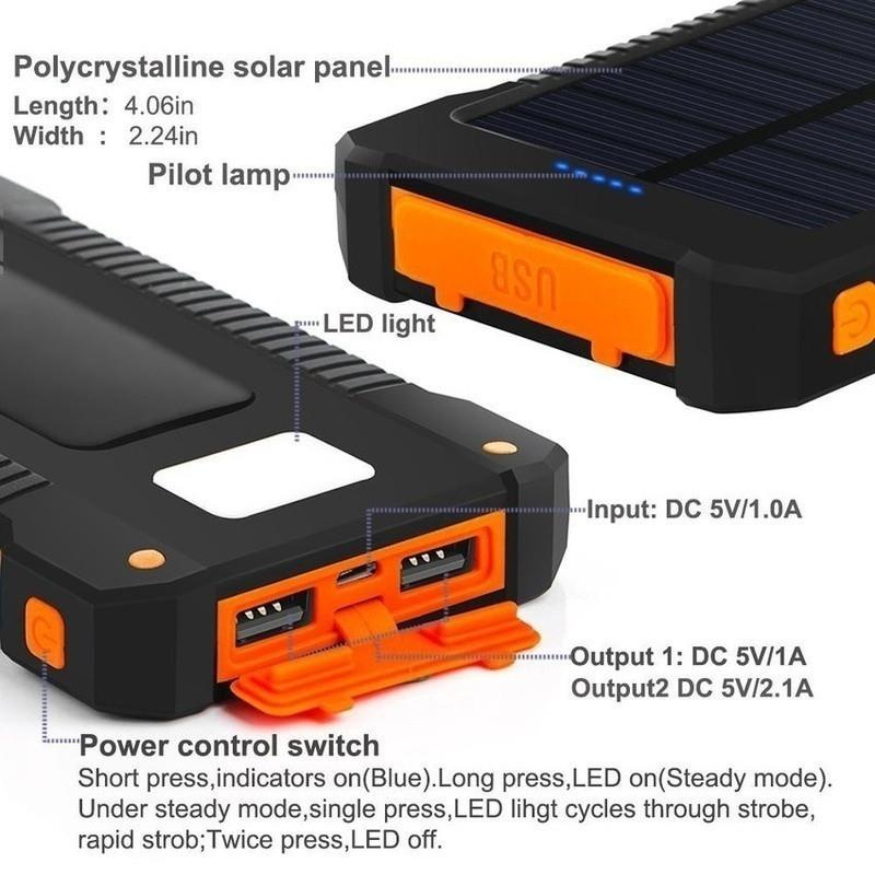 【Penjual Lokal】Daya seluler Bank Tenaga Surya Tahan Air Yang Kuat 50000mah Kompas Senter Bank Tenaga Surya Bank Daya Powerbanks