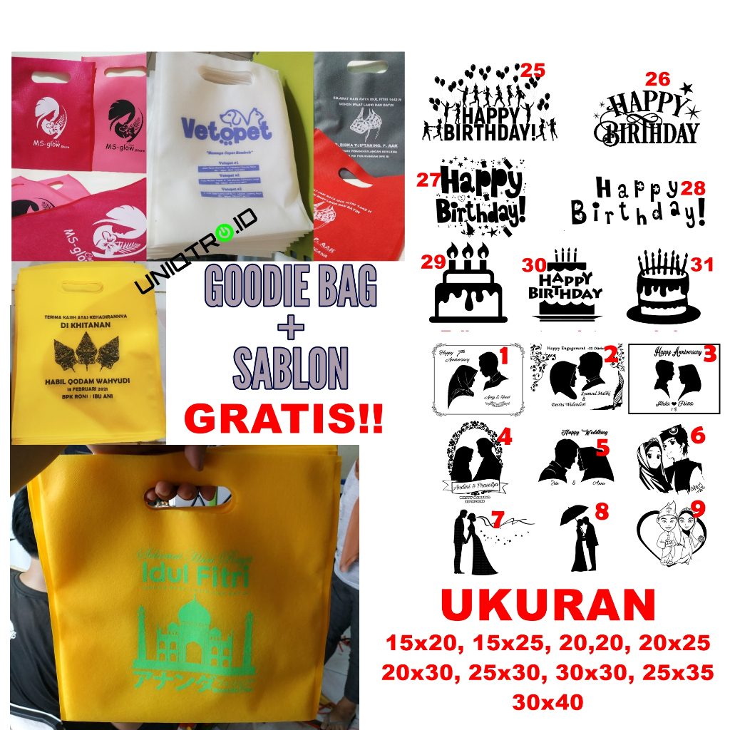 

Goodie Bag Spunbond Custom Sablon, Tas Promosi dan Undangan