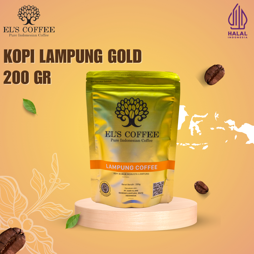 

EL'S COFFEE Lampung Robusta 200Gr Pure Indonesia Coffee Beans / Fine / Course Roasted Kopi 1035