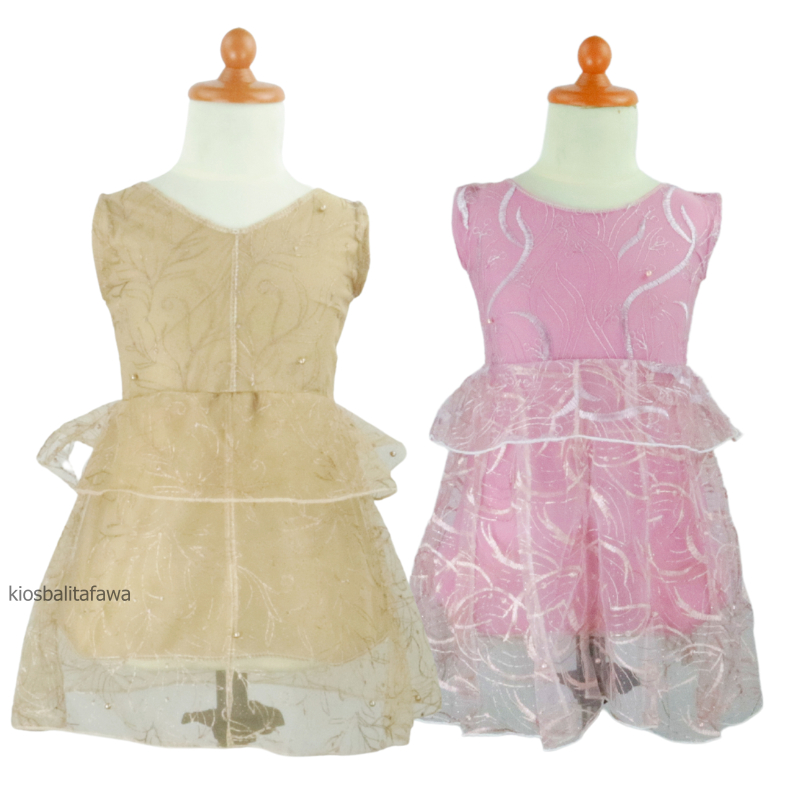 Dress Inara uk 1-2 Tahun / Dres Brukat Anak Perempuan Kondangan Baju Kensi Premium Gaun Pesta