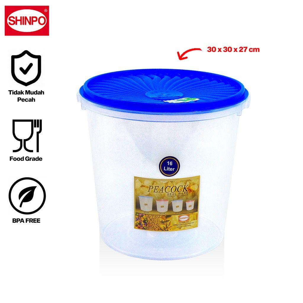 Shinpo 616 Sealware Toples Kerupuk / Krupuk Peacock 16 liter Kedap Udara