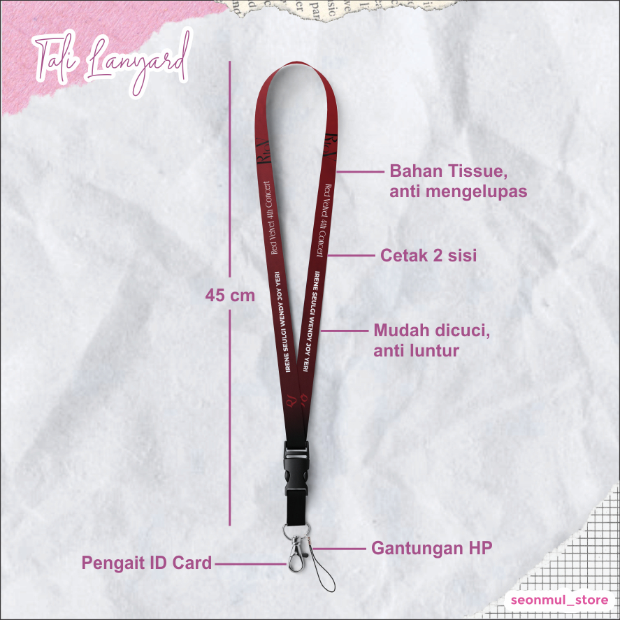 LANYARD + ID CARD RED VELVET CONCERT RtoV IN JAKARTA JKT / TALI HP CAHOL PC CARD HOLDER