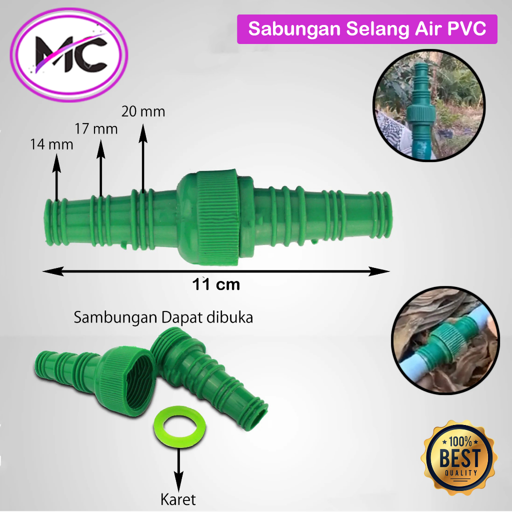 Sambungan Selang Air Universal 1/2 5/8 3/4 Inch Penyambung Saluran Air Serbaguna Plastik PVC