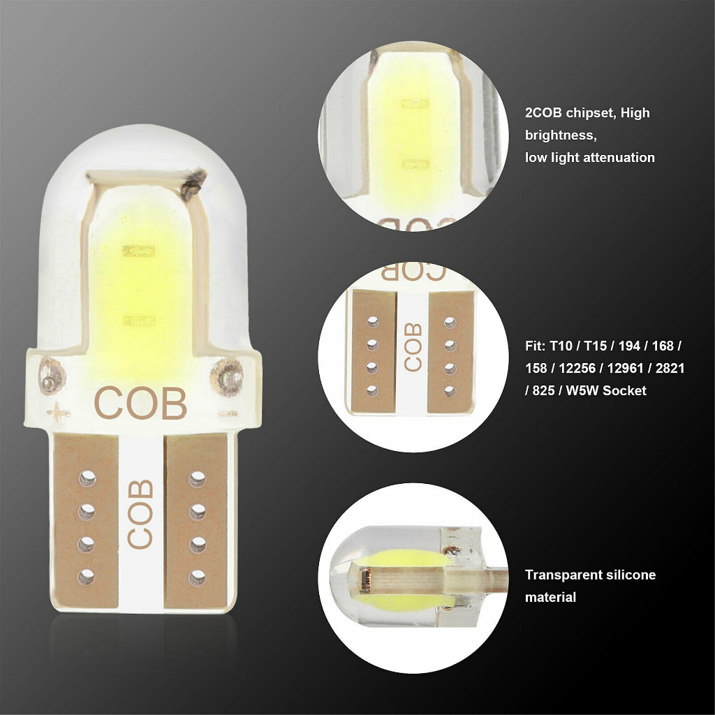 Lampu Led T10 Cob Kristal Jelly Silicon Transparant Sen senja sein Plat Nomor Mobil Motor