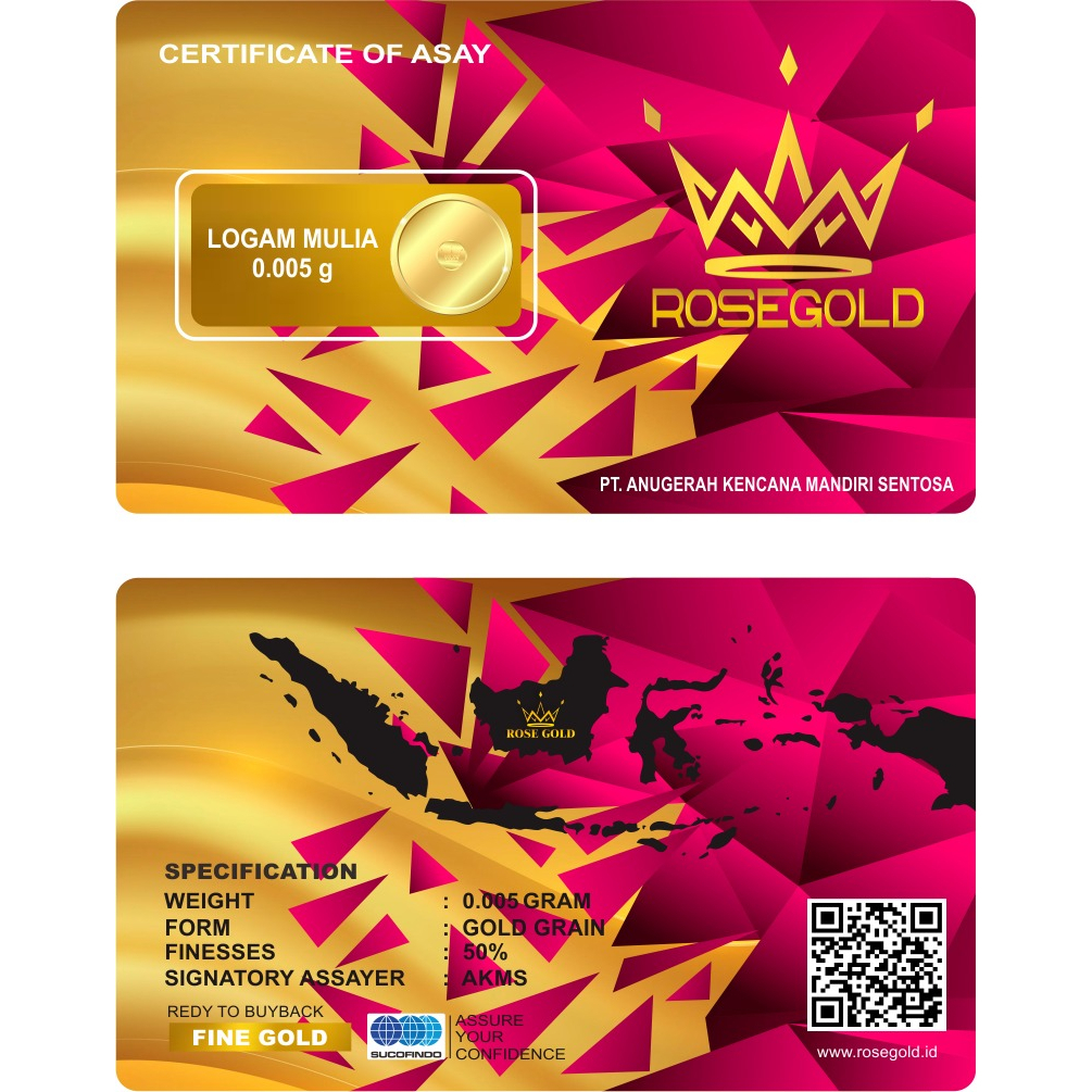 ROSE GOLD 0.005 GRAM LOGAM MULIA EMAS MINI