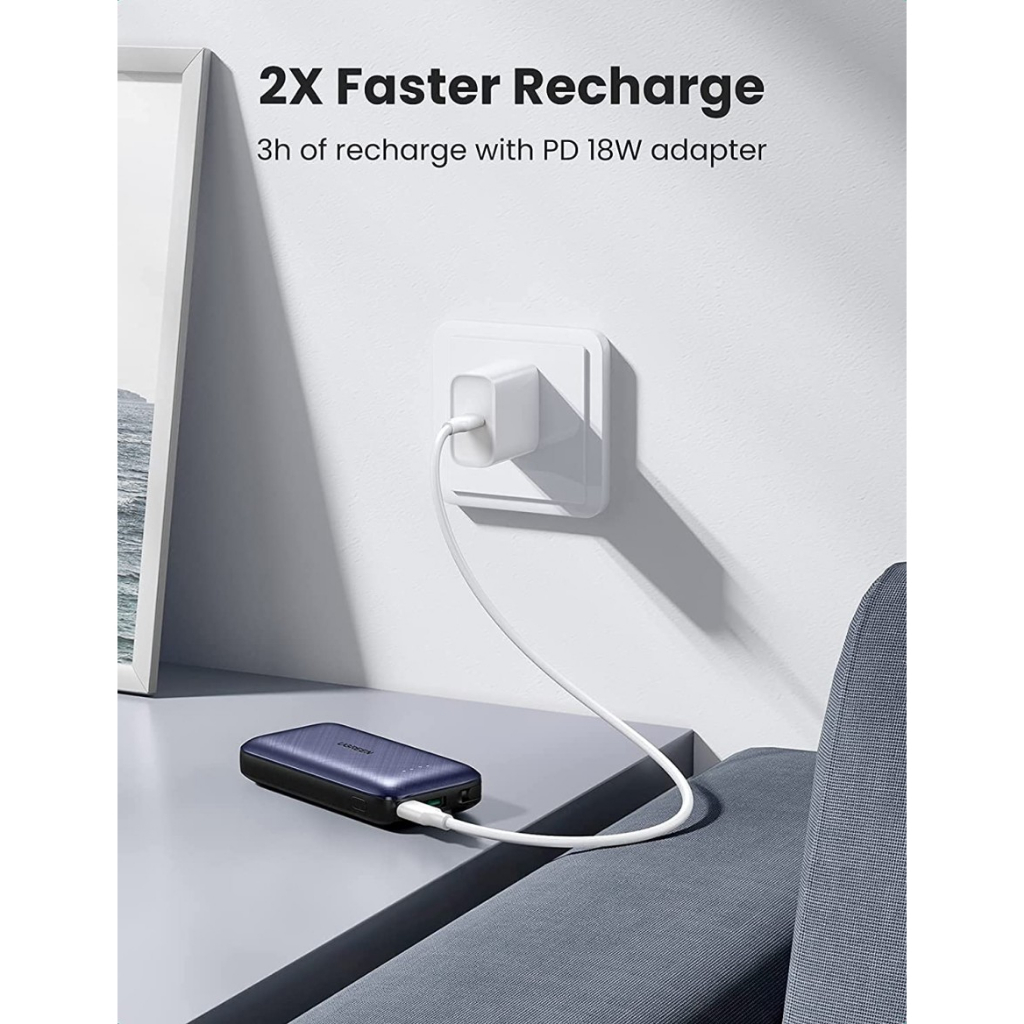 UGREEN Powerbank 10000mAh Power Bank PD Fast Charging 20W QC3.0 Usb A + Usb Type C iPhone Samsung 80917