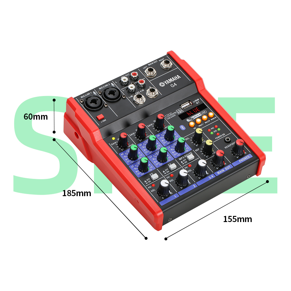 Mixer Audio Profesional  G4B mixer kecil 4 saluran Mendukung pemutaran Bluetooth/UBB/PC/MP3 Dukungan untuk penggunaan di dalam kendaraan Peralatan bernyanyi KTV pertunjukan luar ruangan