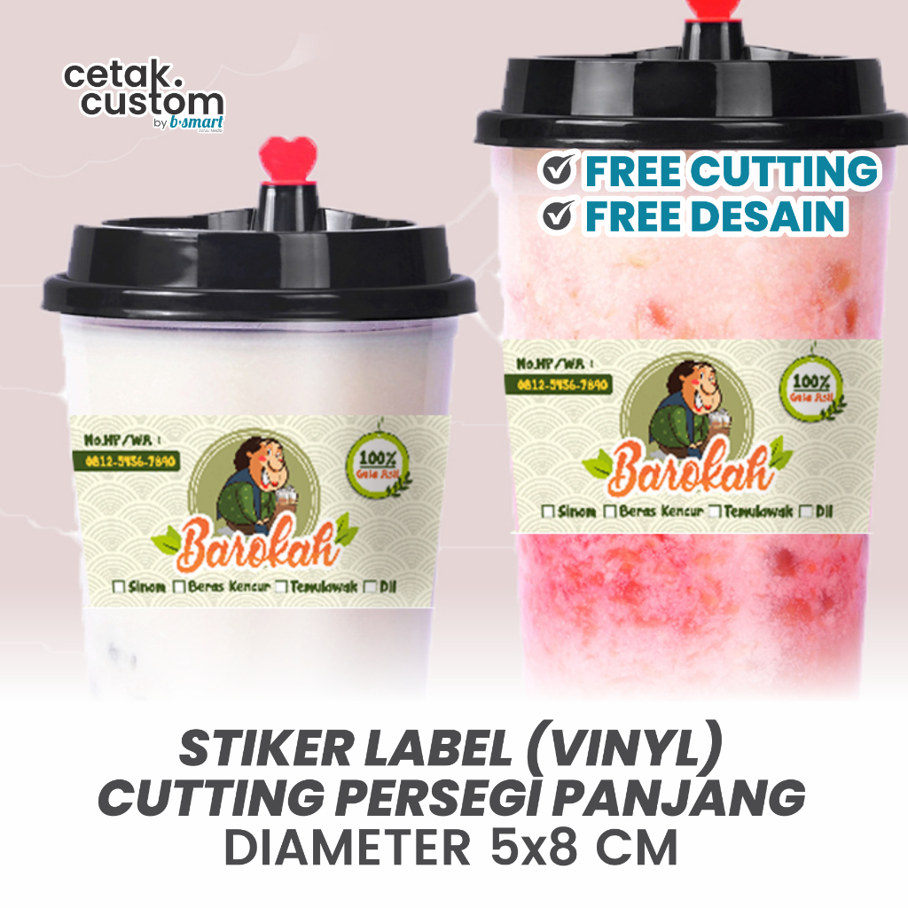 

STIKER LABEL MAKANAN (VINYL)+CUTTING PERSEGI PANJANG UKURAN 5x8 CM