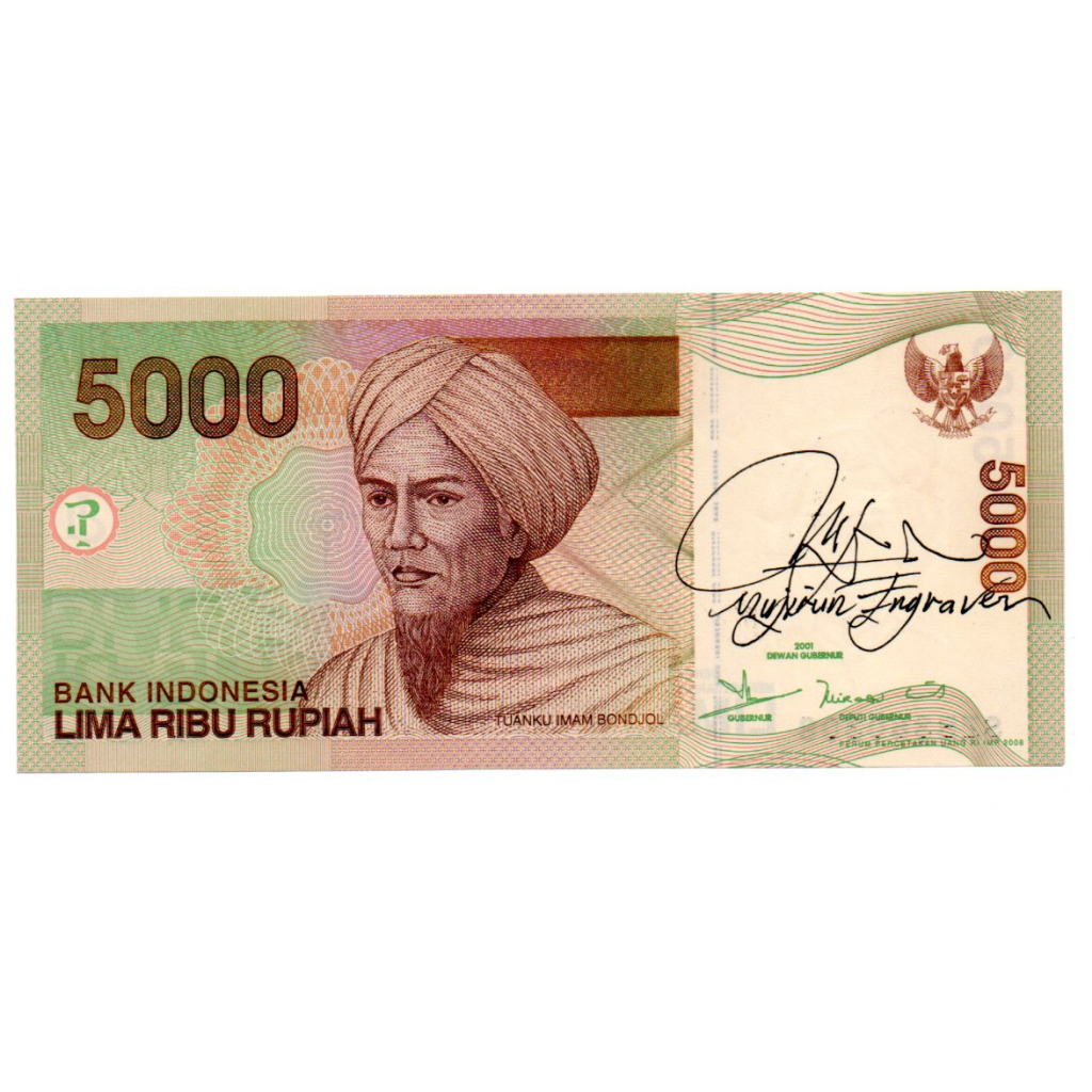 TTD basah Mujirun Desiner Bonjol uang kuno Indonesia Engraver AUNC UNC