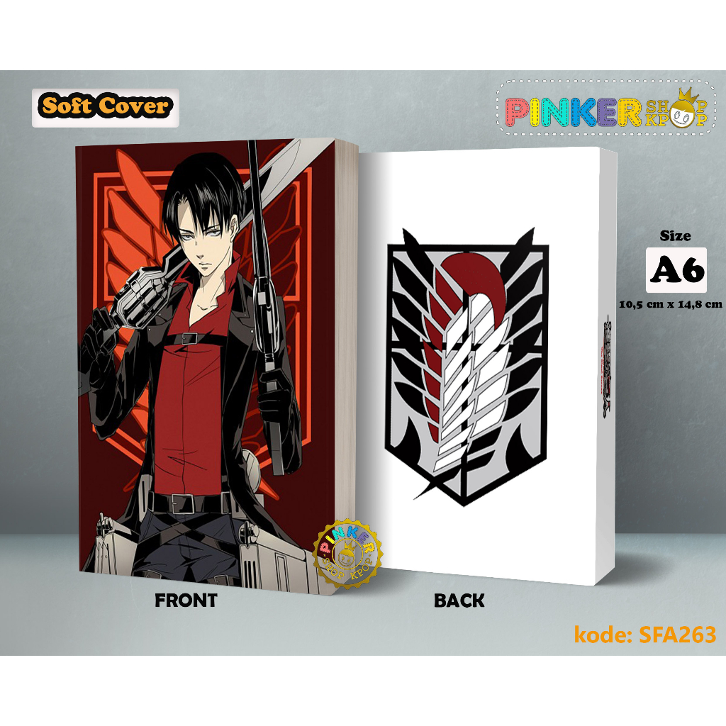 

(SFA263) Pocket Note Anime Shingeki no Kyojin Red Levi Softcover A6/A5 Buku Tulis catatan Notes Agenda Planner Jurnal