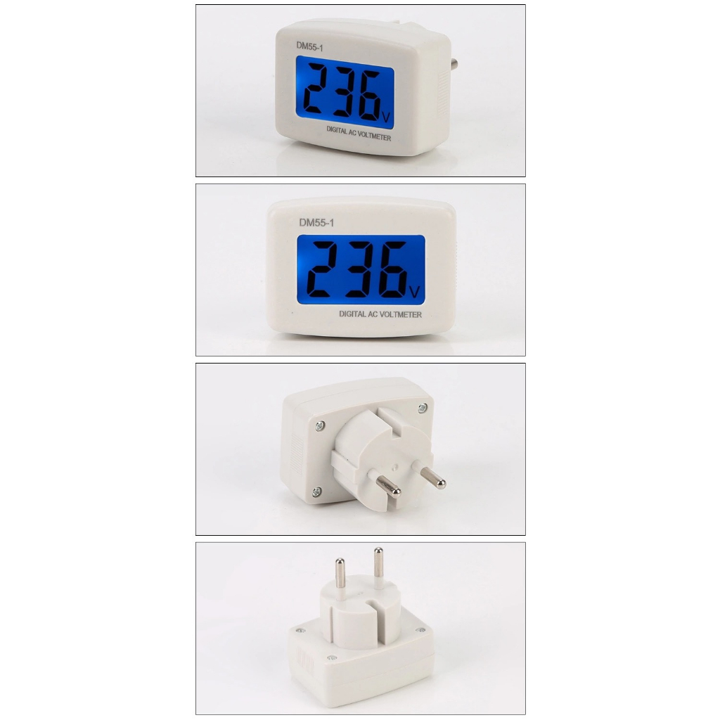 IMPOR VOLTMETER DM55-1 AC VOLT METER 220V PLUG EU ALAT UKUR TEGANGAN LISTRIK TINGGAL COLOK LAMPU TIDUR