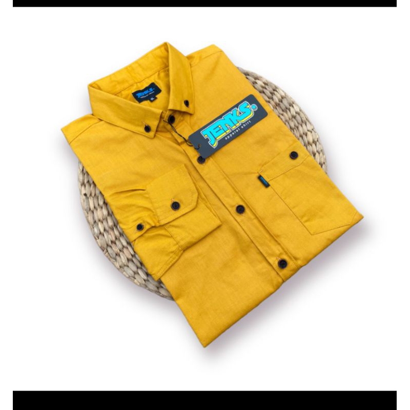Kemeja panjang polos Kuning mustard