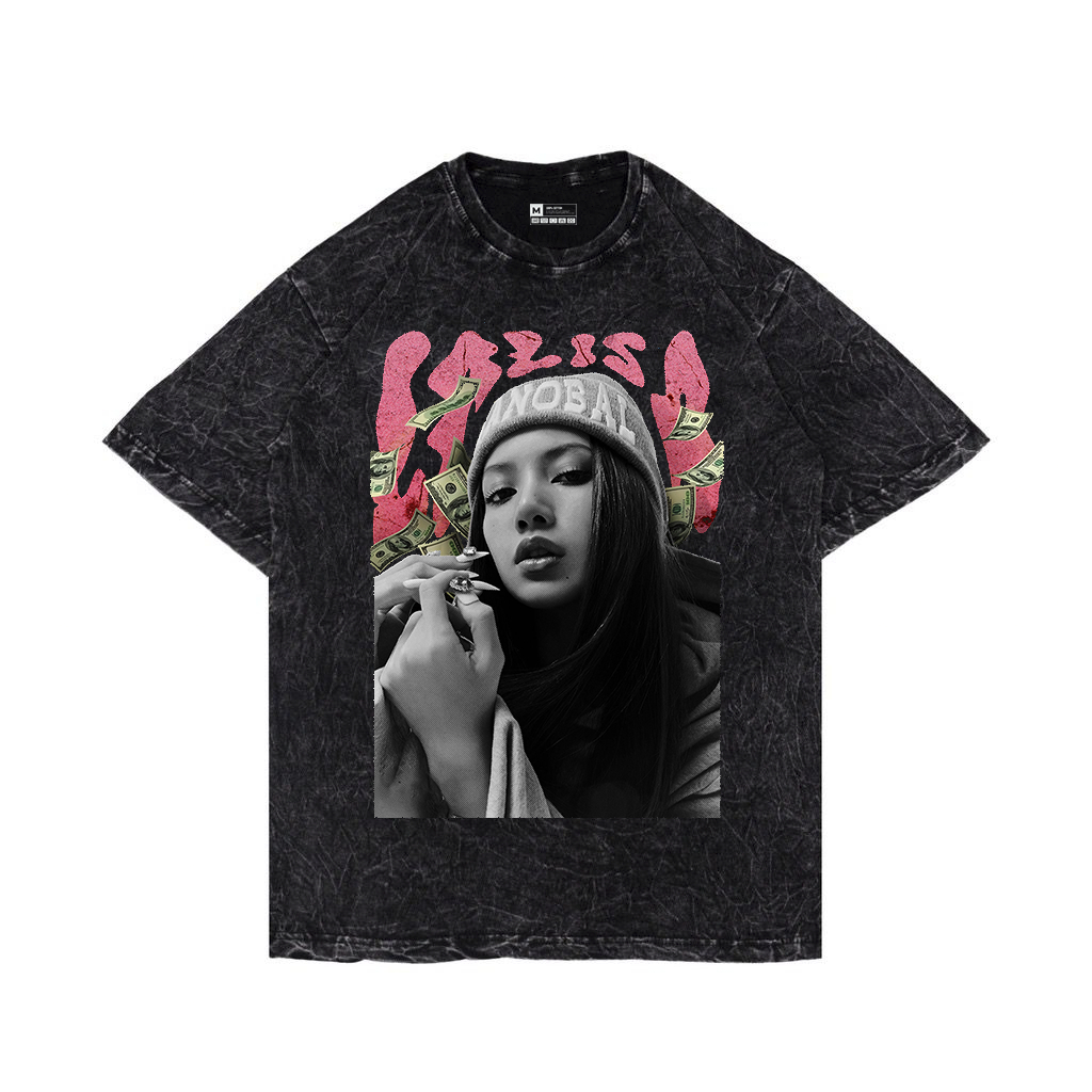 Tshirt Kaos Lalisa Blackpink Kaos Vintage SandWash Bootleg
