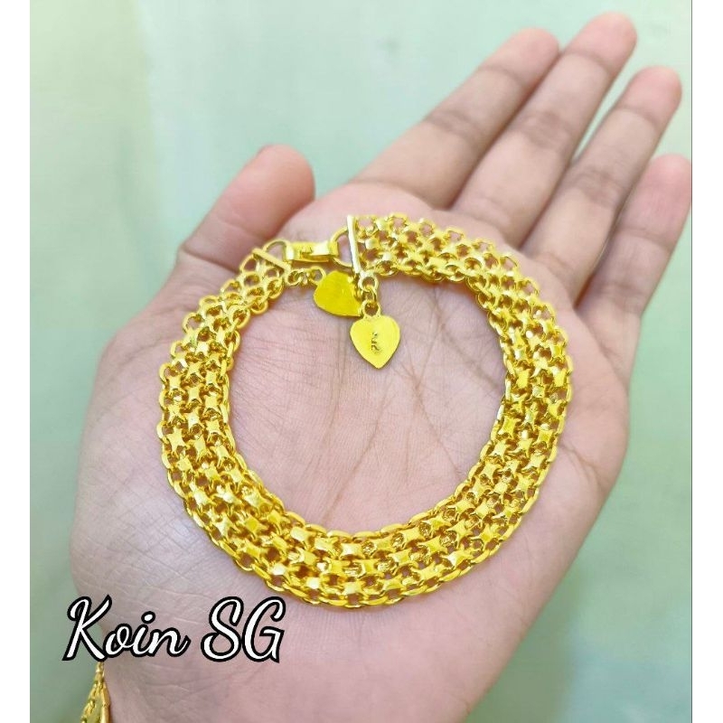 gelang koin91 dobel medan replika emas24k