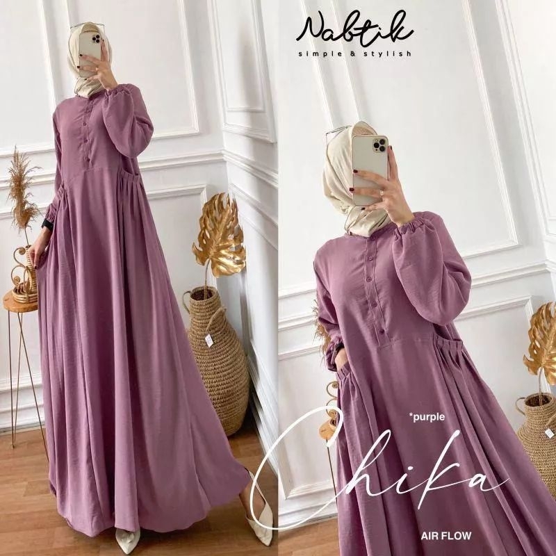 GAMIS CHIKA CRINKLE AIRFLOW. GAMIS SYAR'I TERBARU /GAMIS FREINDLY BUSUI CHIKA DRESS / GAMIS CRINKLE 