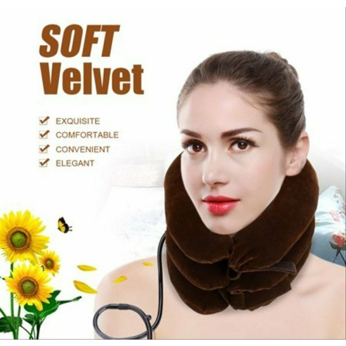 Inflatable Air neck Massage Pillow pump Neck support Bantal Pompa Leher Bantal Leher pompa 3 Lapis Penegak Leher Air cervical traction - bantal jalan jalan sandaran restpillow travel