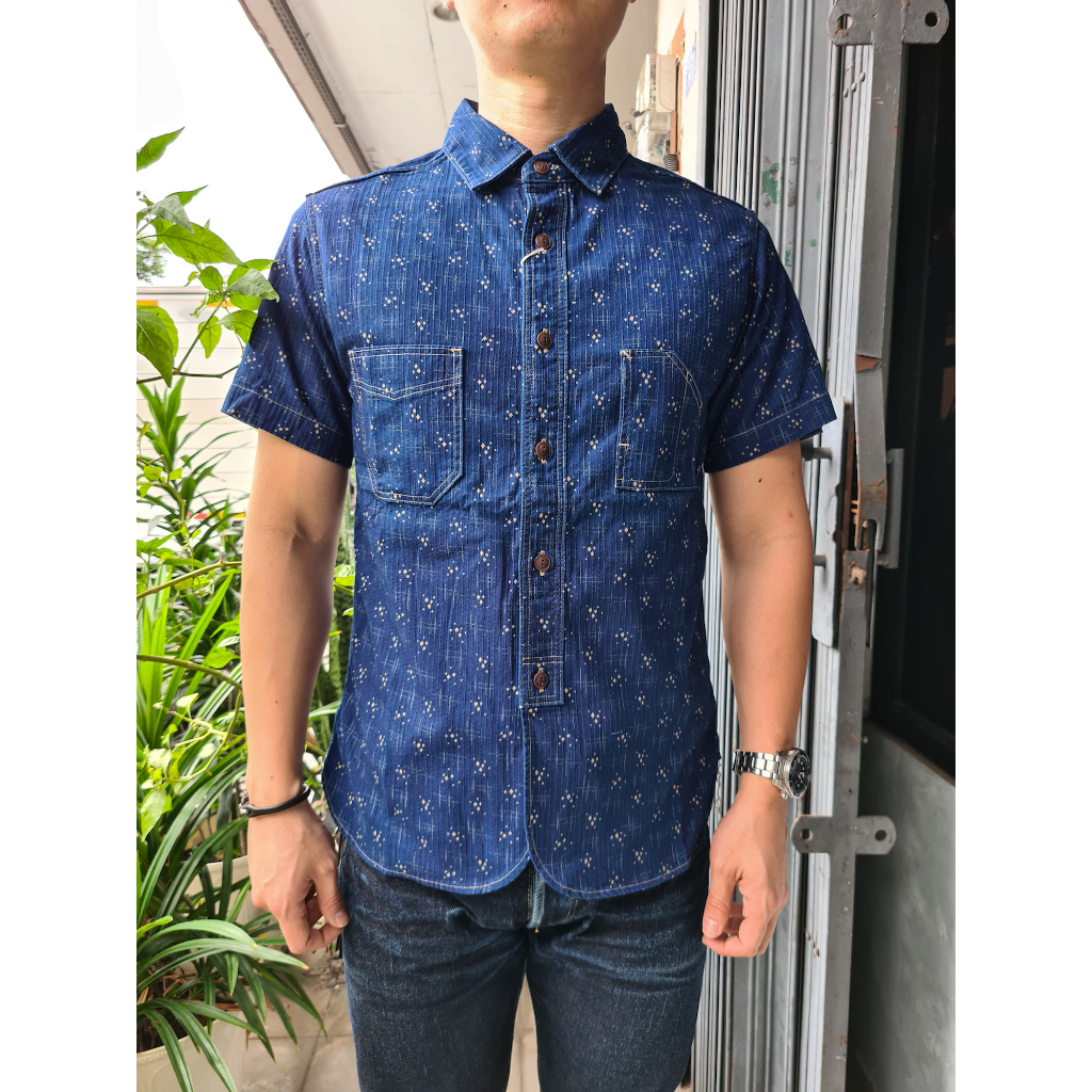 Studio D'Artisan Wabash Railroad Short Sleeve Shirt - Indigo