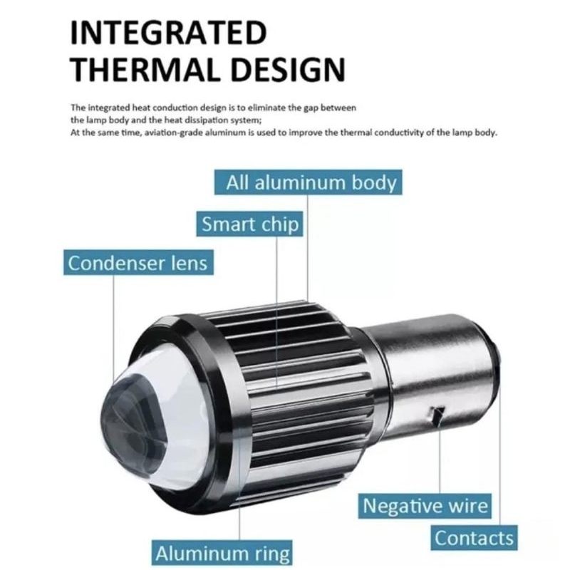 Bholam led depan utama acdc laser h6 BA20D ac dc 2warna &amp; putih metic bebek
