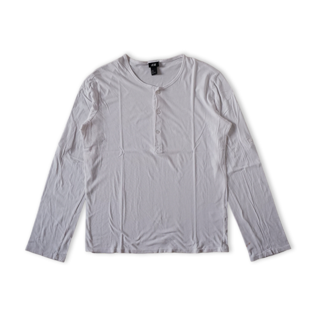 H&M - Kaos Lengan Panjang Putih, Size M