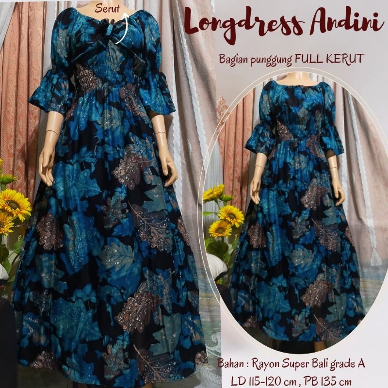 Longdress Andini //Dress Serut Andini //Longdress Serut Bali //Kasandra Serut Bali //Daster Bali