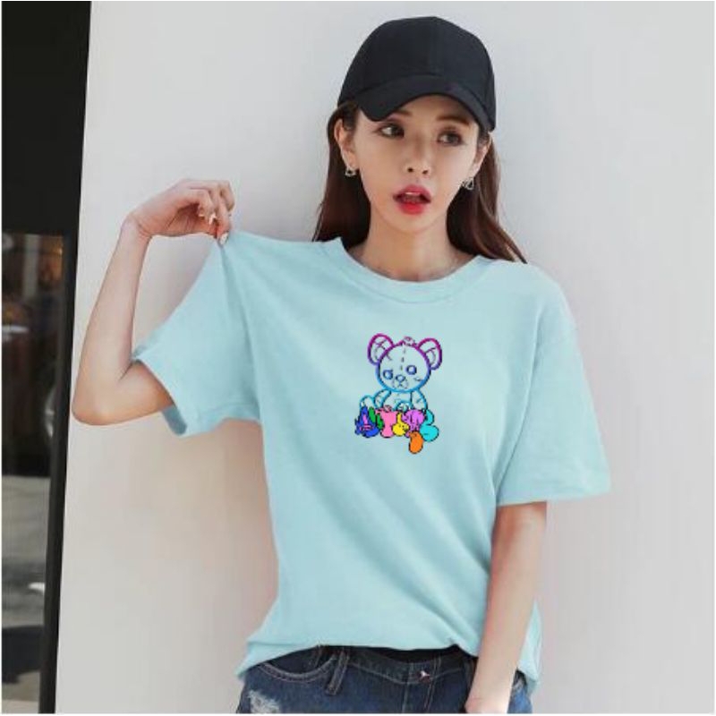 Kaos Atasan Wanita Gambar Bear 3D (Ld 43-49 , P 58-64)