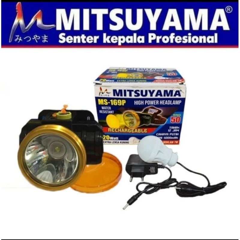 Senter Kepala LED 20 Watt MATSUYAMA MS-169 P Charge Cas Plus Lampu Bohlam USB