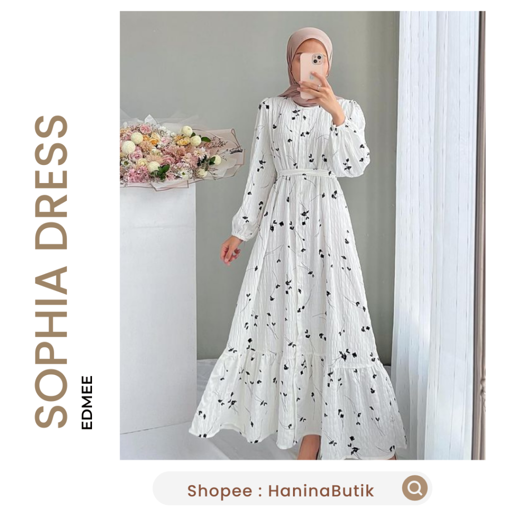 (𝗦𝗜𝗔𝗣 𝗞𝗜𝗥𝗜𝗠) SOPHIA DRESS WHITE SIZE M by EDMEE | DRESS CRINKLE PUTIH VINTAGE KOREAN LOOK