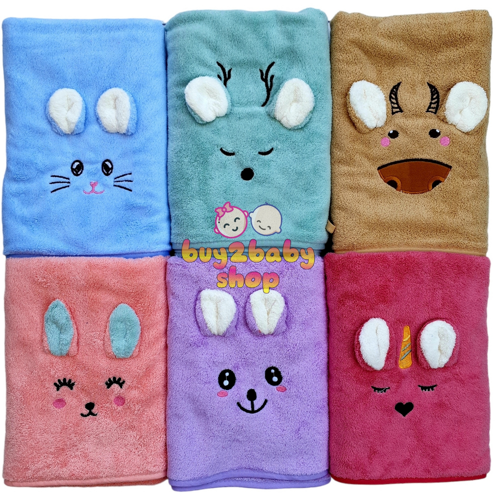 Handuk mandi bayi bahan halus dan lembut motif karakter lucu 100 x 50 cm 1 PCS