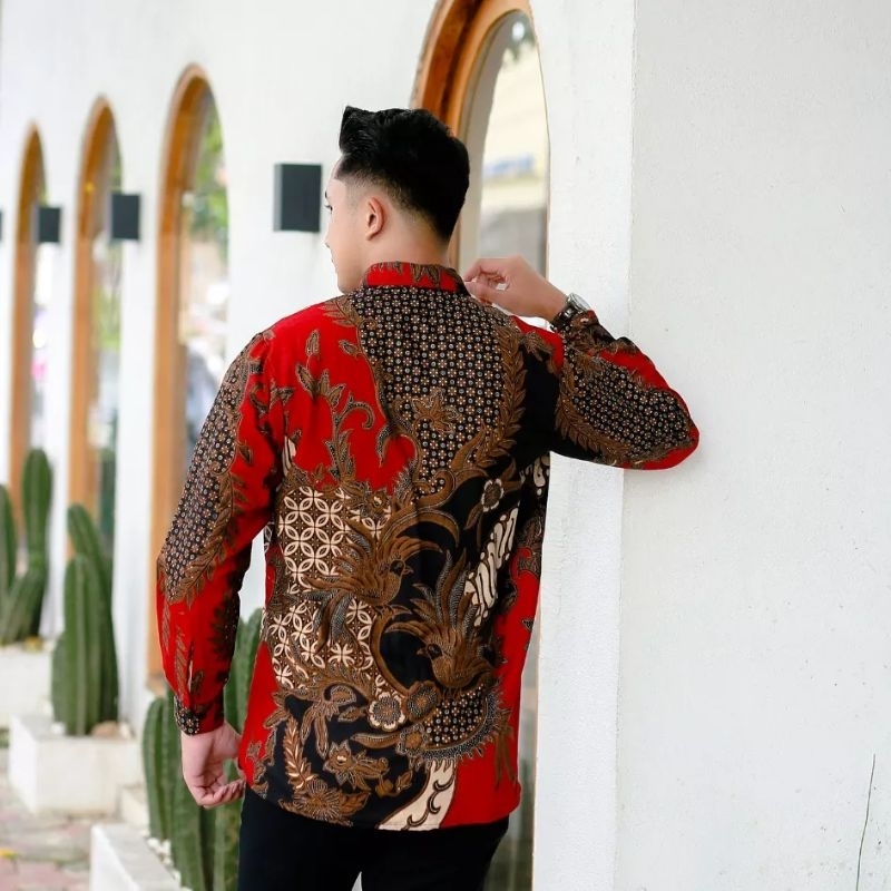 Kemeja Batik Pria Modern Lengan Panjang Casual Modis Slim Fit Trendy Batik Tejo Anom