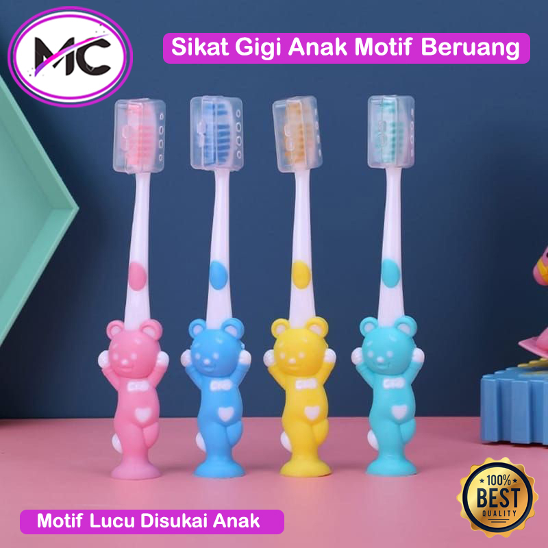 Sikat Gigi Anak Karakter Beruang Bulu Lembut Dan Halus Extra Soft Tavel Toothbrush Double Care