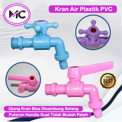 Kran Air Plastik 1/2 Inch Keran Tembok Taman Bahan PVC Warna Stabilo