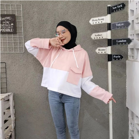 Outfit Wanita Hoodie Korean Style POCKIYO BLASTER - Hoodie Sweater Wanita Korean Style Saku Lucu Oversize