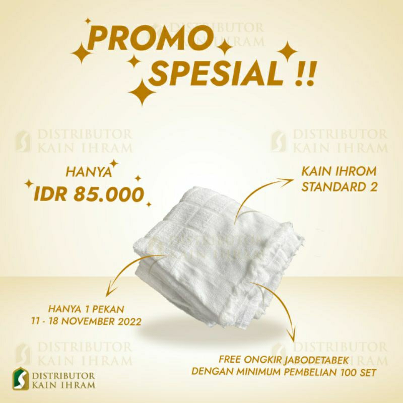 Kain Ihram Pria Set Atas Bawah Perlengkapan Haji Umroh
