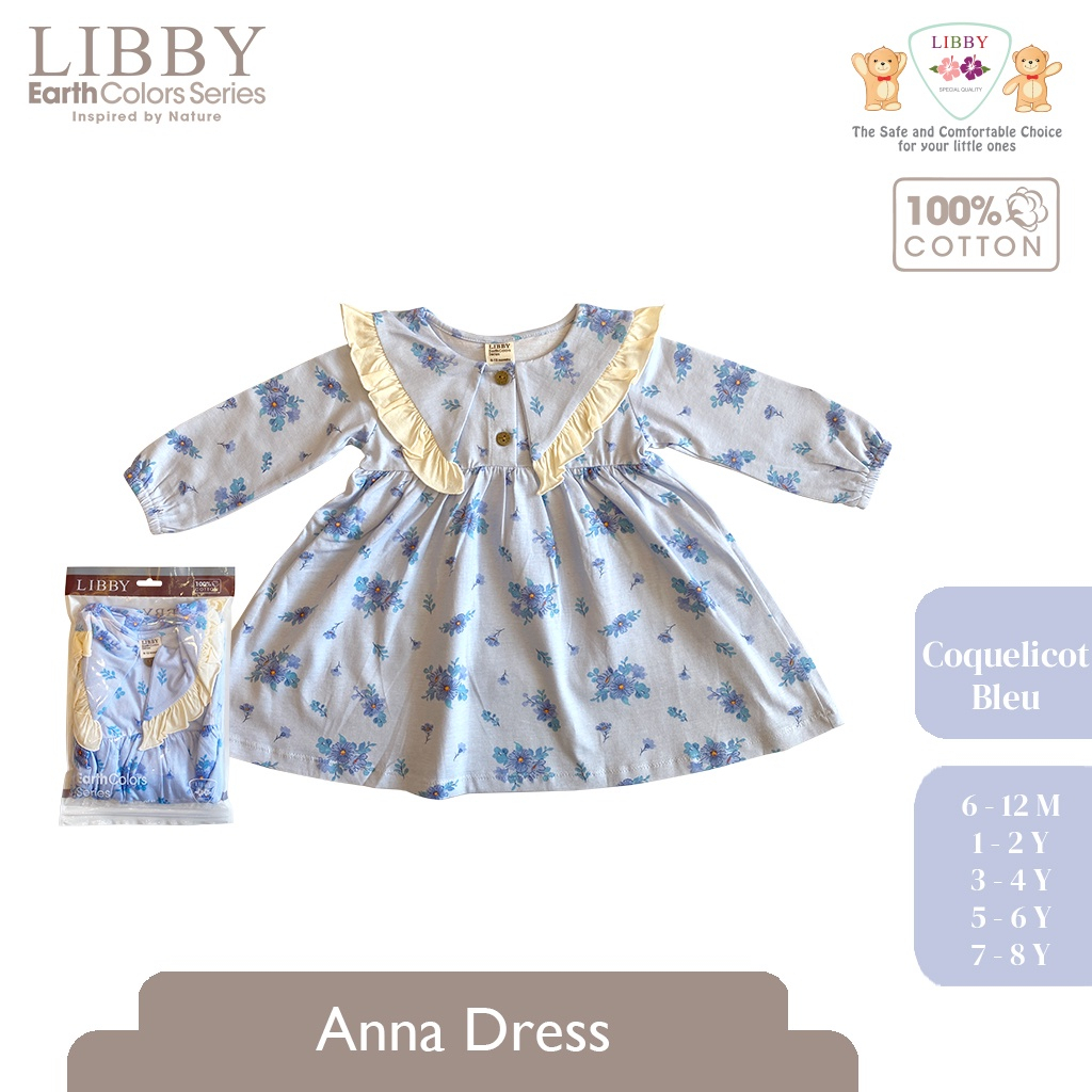 Baju Bayi Dress Anak Perempuan LIBBY Earth Anna Dress  6 12 Bulan - 1-6 Tahun (1 Pcs)