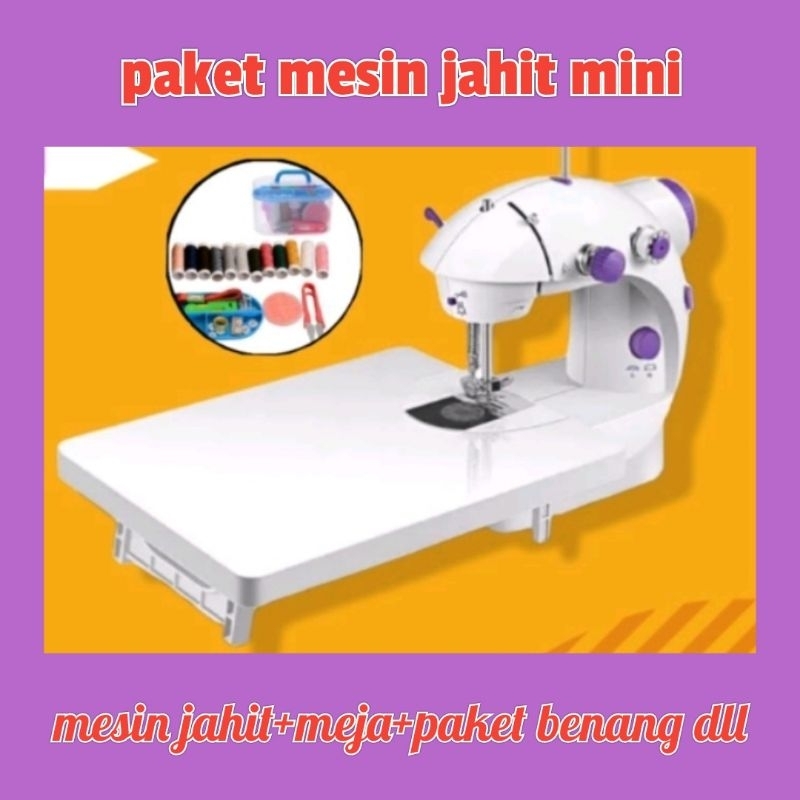 mesin jahit mini portable sdh dapat meja dan alat jahit box lengkap