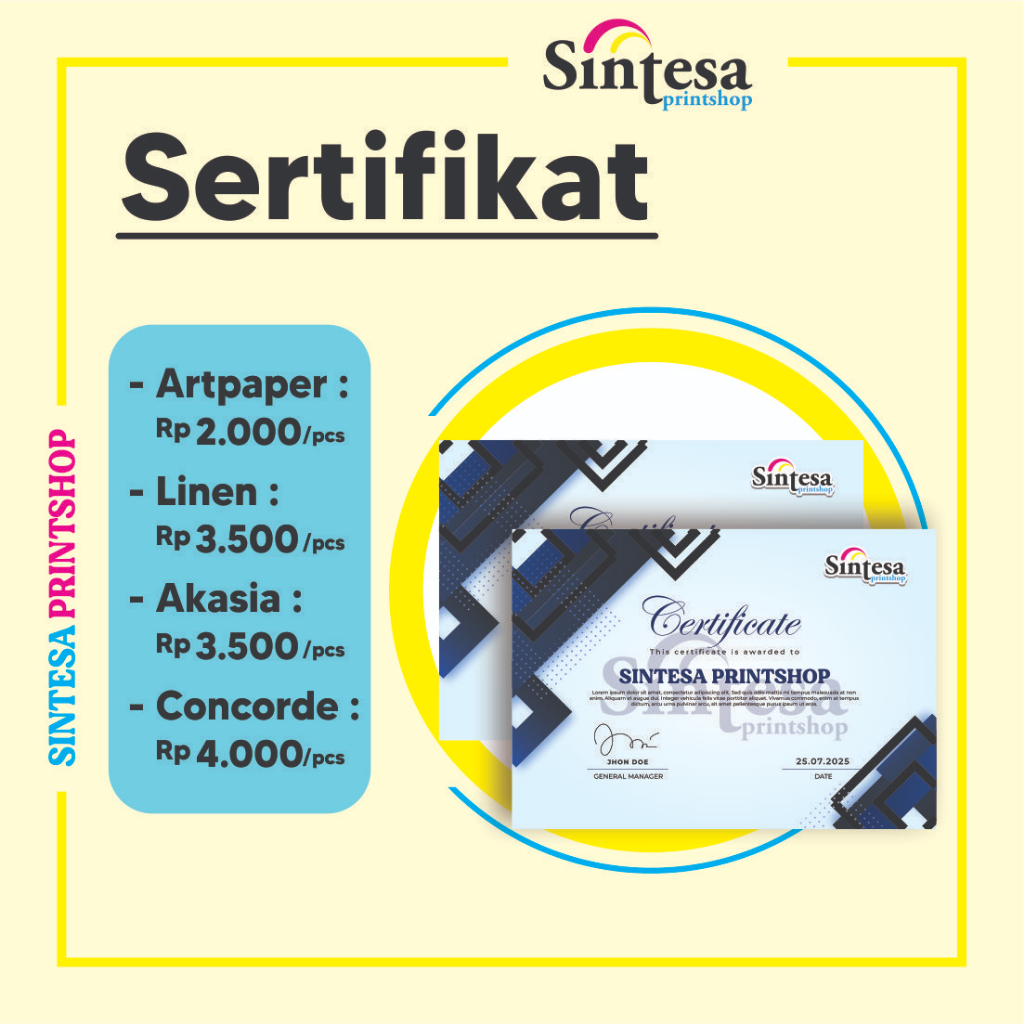 

Cetak Piagam A4 - Bahan Premium Art Paper 260, Linen, Akasia