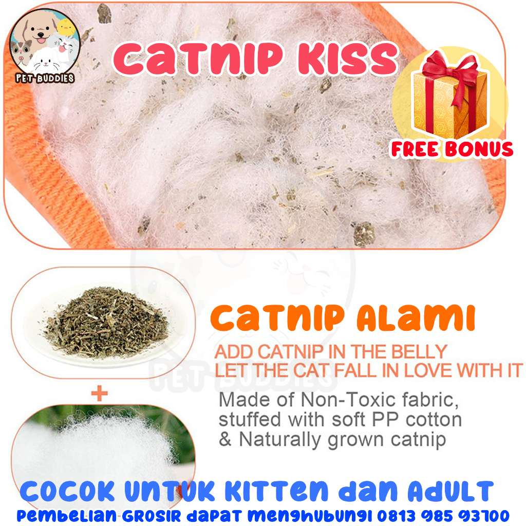 Boneka Kucing Catnip Kiss Ekspresi Lucu Mainan Kucing