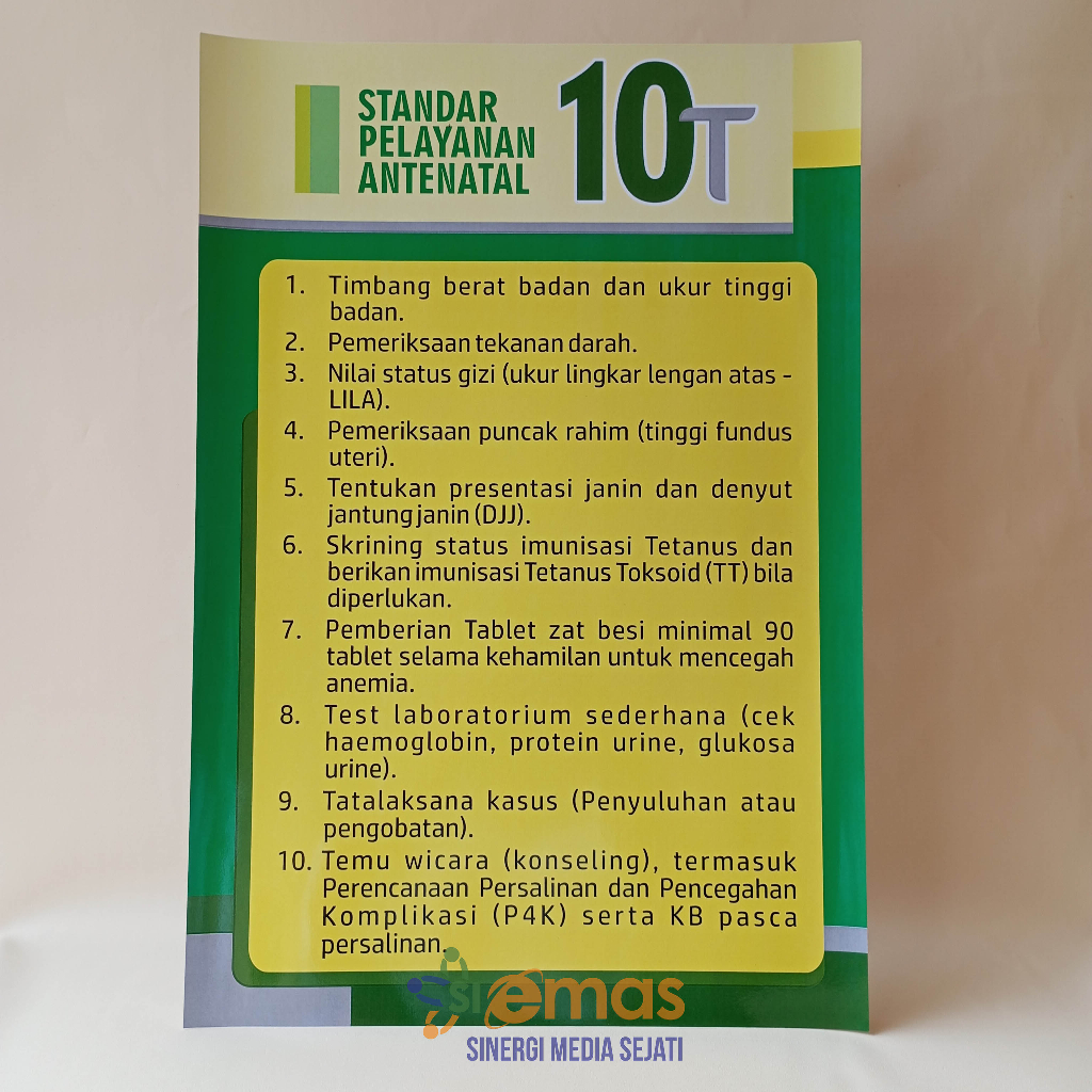 Poster Kebidanan | Poster Antenatal 10T | Poster Edukasi Pemeriksaan Antenatal 10 T