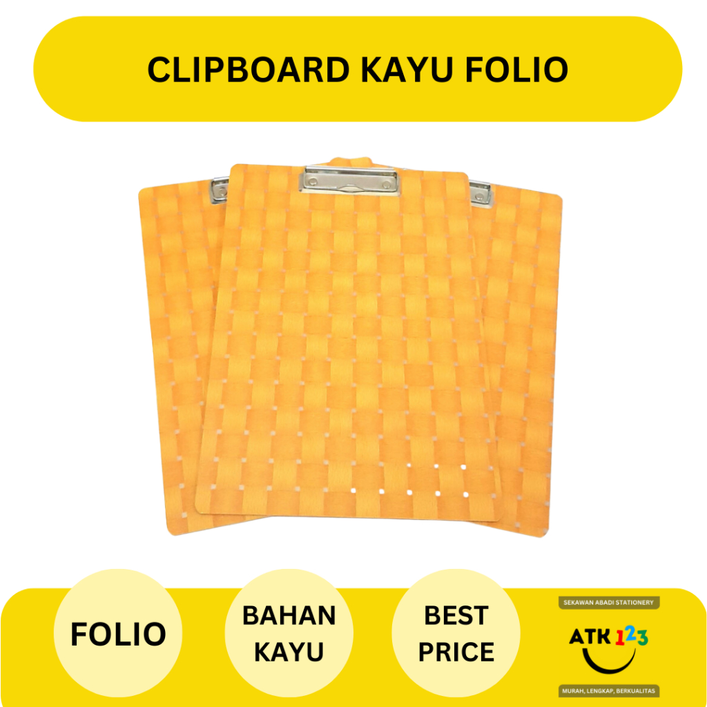 Clipboard / Papan Jalan / Papan Dada Ukuran Folio Kayu