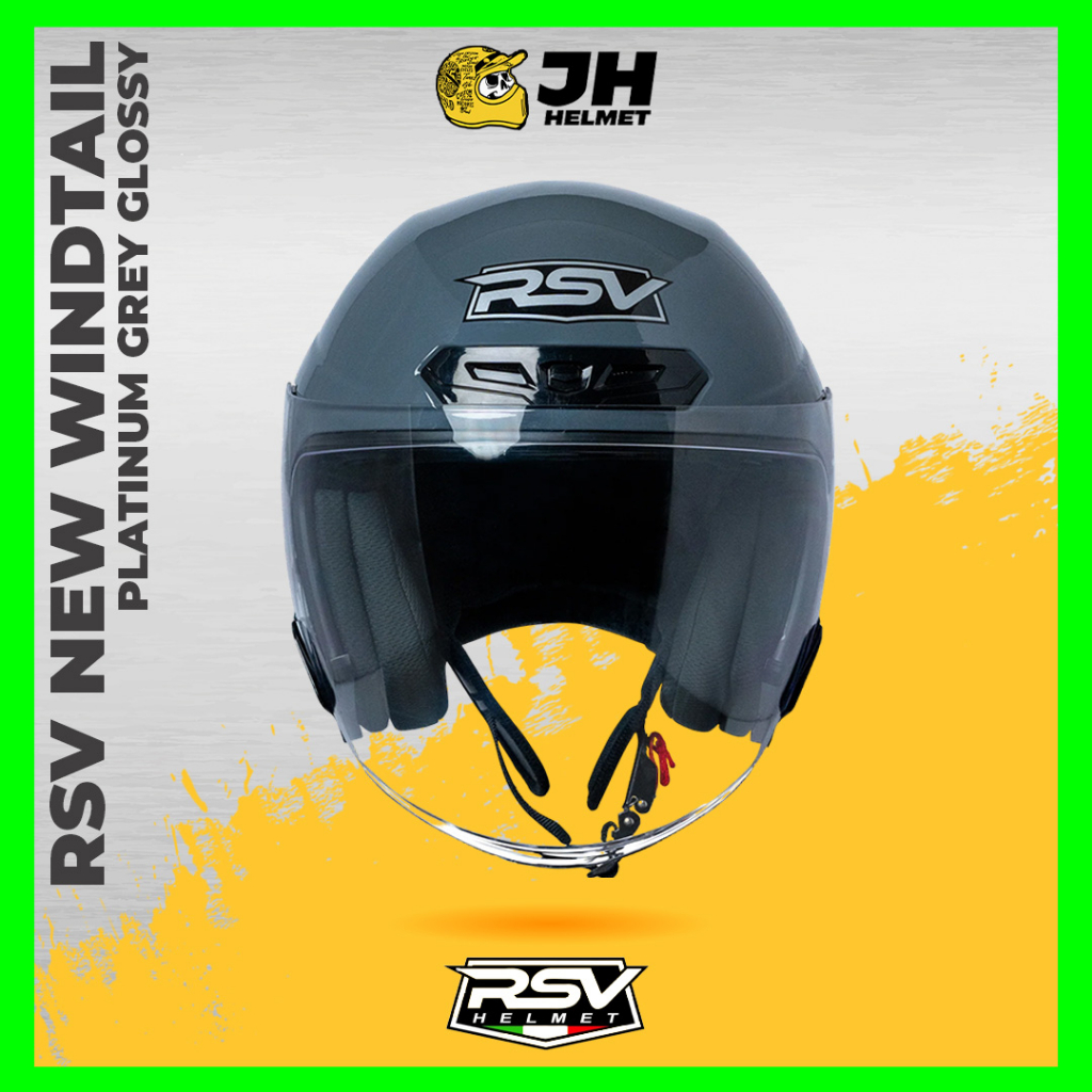 Helm RSV Windtail Solid Platinum Grey Glossy | Helm Half Face | JUAL HELM