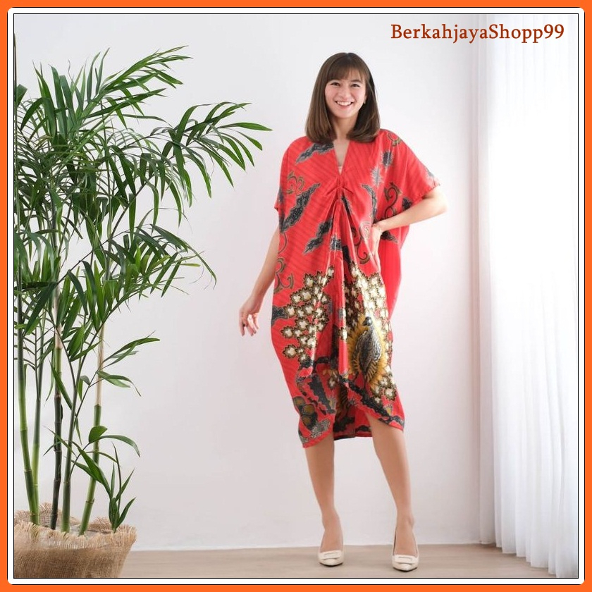 Batik Kaftan Modern Baju Wanita Remaja Kondangan Wisuda Wedding Dress Kaftan Batik Merah Satin Terba