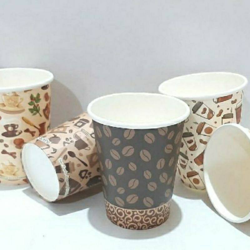 Paper Cup Coffe Paper Tebal Gelas Kopi Bahan Kertas 240ml