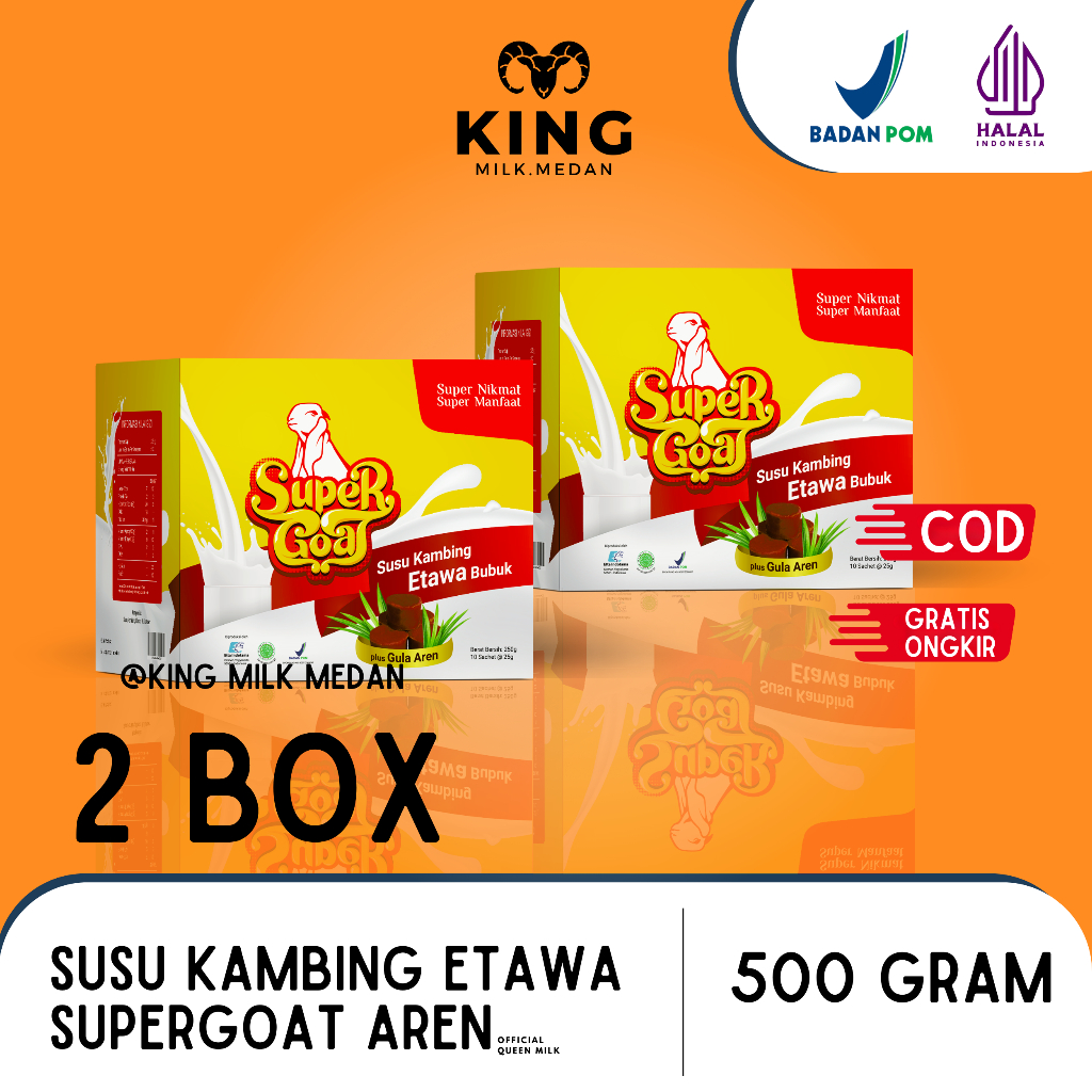 

2 box Super goat - Susu kambing Bubuk Etawa Gula Aren Atasi Nyeri Sendi Sakit Lutut dan Diabetes seperti produk Etawalin Etawaku Platinum Sr12 Gomars Provit Hni Herba Wight Supergoat Medan di