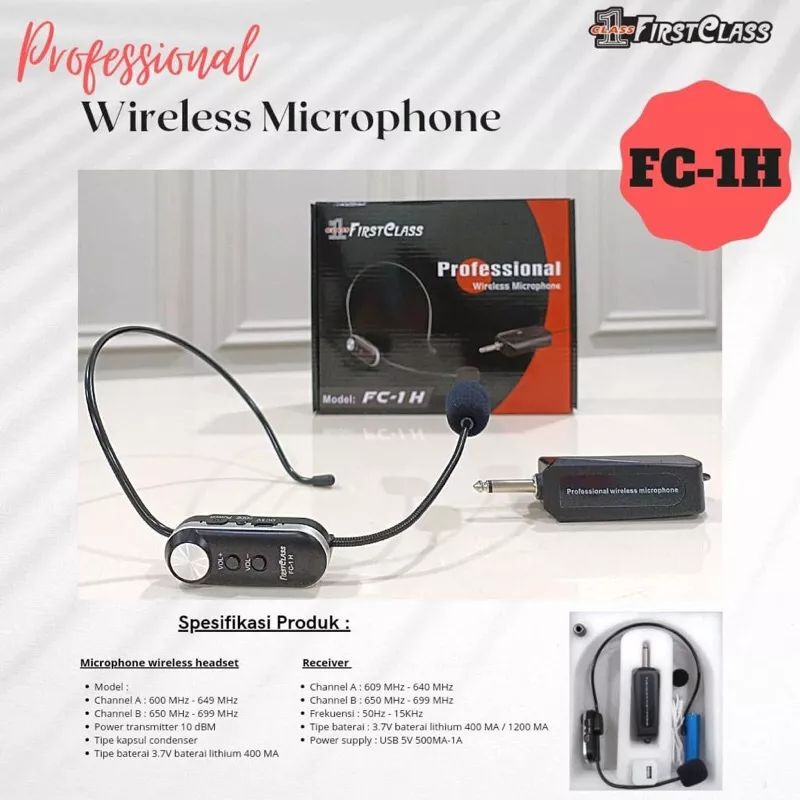 Mic wireless FIRSTCLASS FC-1H ORIGINAL FIRSTCLASS/ MIC bando mic imam kualitas bagus