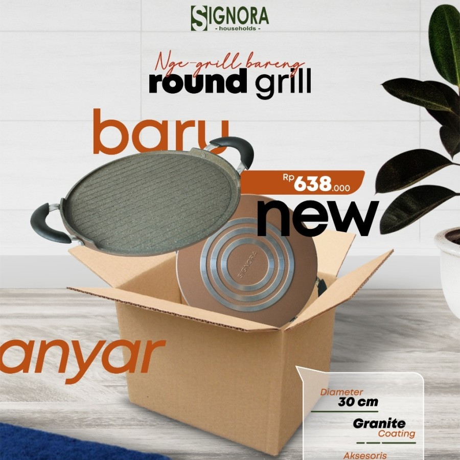 Round Grill Signora / Alat Panggang Makanan Anti Lengket Free Hadiah