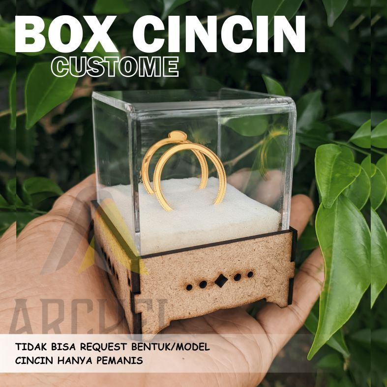 RING BOX CINCIN CUSTOM BAHAN AKRILIK DAN MDF COCOK UNTUK HIASAN MAHAR / SESERAHAN